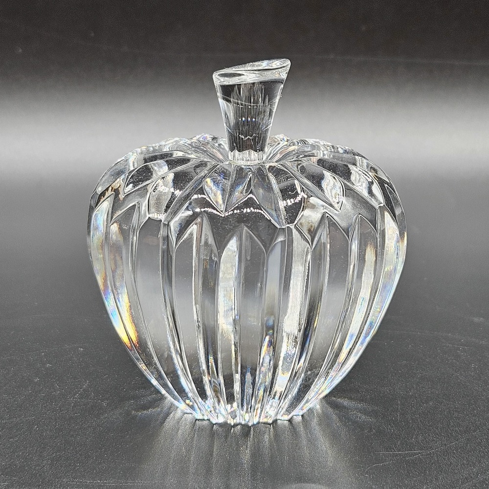 Vintage Waterford Crystal Apple Paperweight Ribbed Signed GREAT TEACHER GIFT 3"